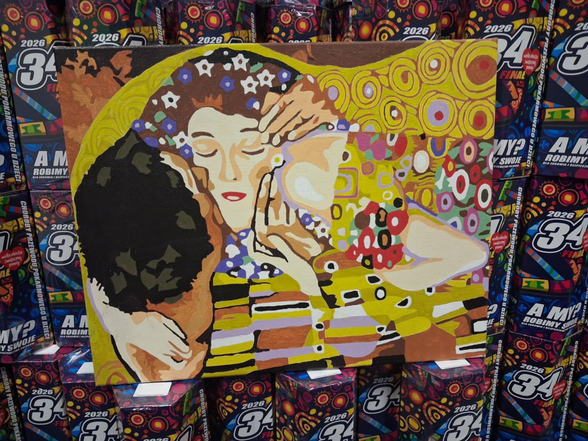 Obraz inspirowany obrazem „Pocałunek” od Aresztu Śledczego w Kielcach