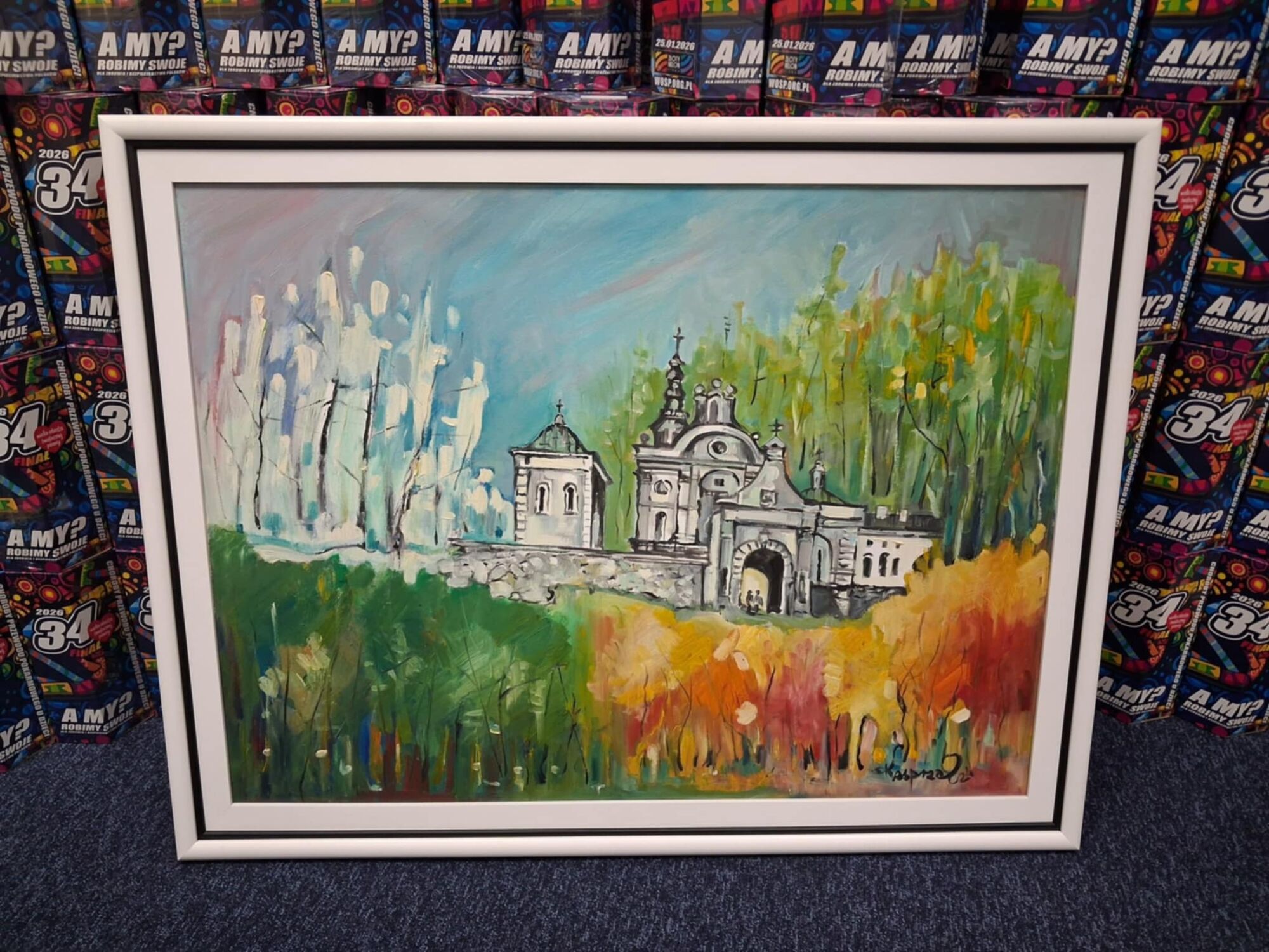 Obraz Zbigniewa Książka podarowany przez marszałek województwa świętokrzyskiego Renata Janik