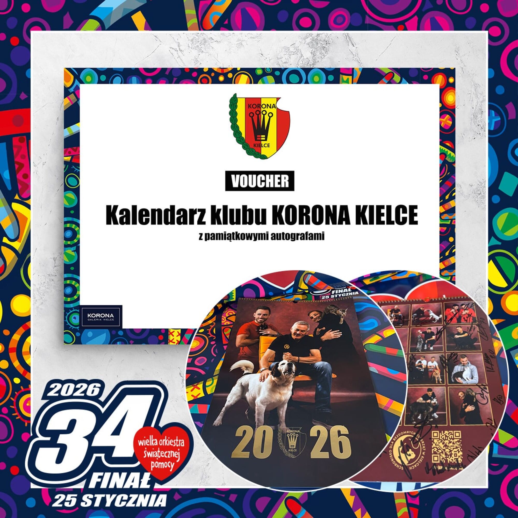 2 x kalendarz klubu KORONA KIELCE z autografami