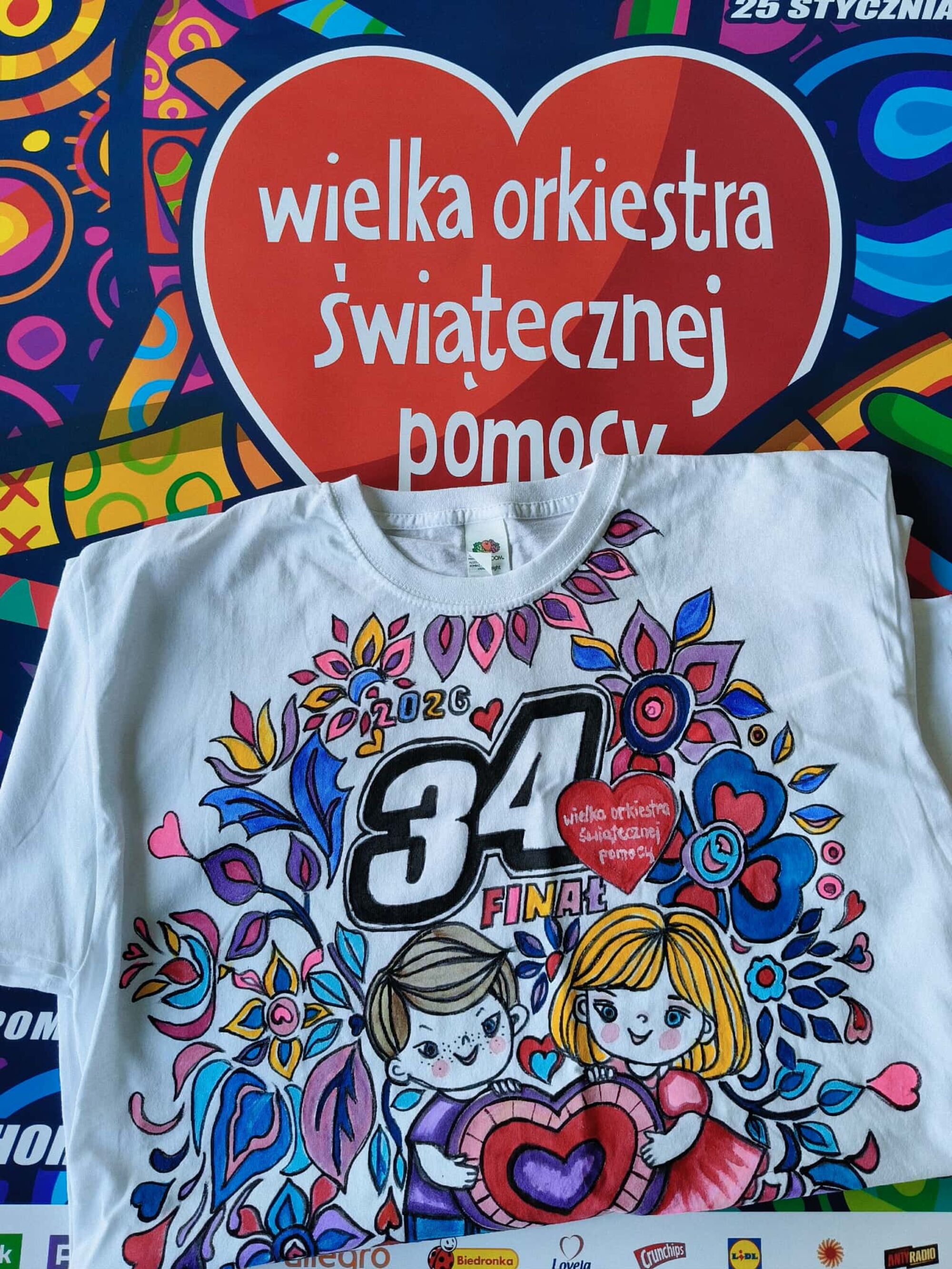 Ręcznie malowana koszulka WOŚP