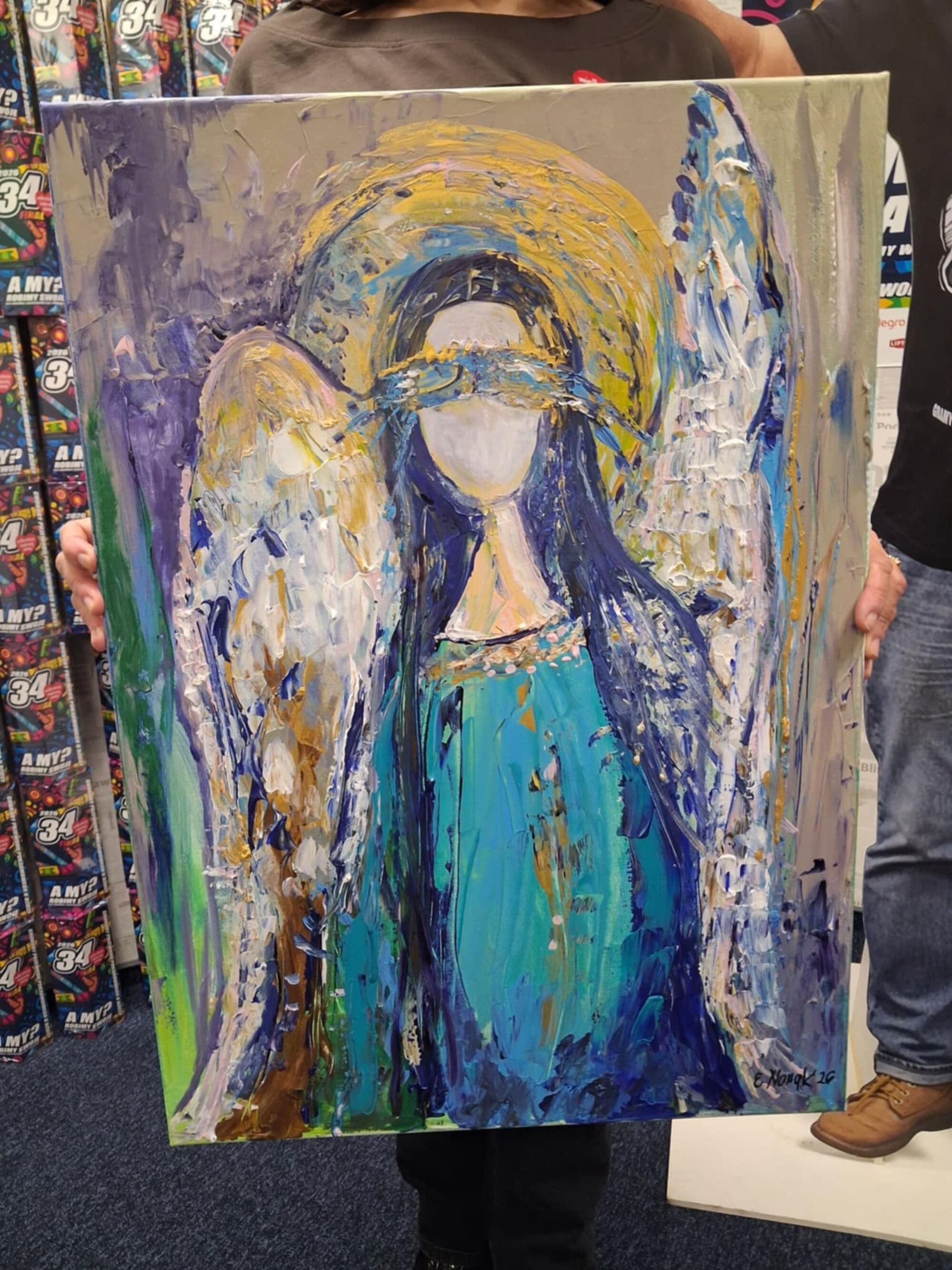 Anioł Wenecki – autor i darczyńca: Elżbieta Nowak – akryl na płótnie 70 x 50 cm