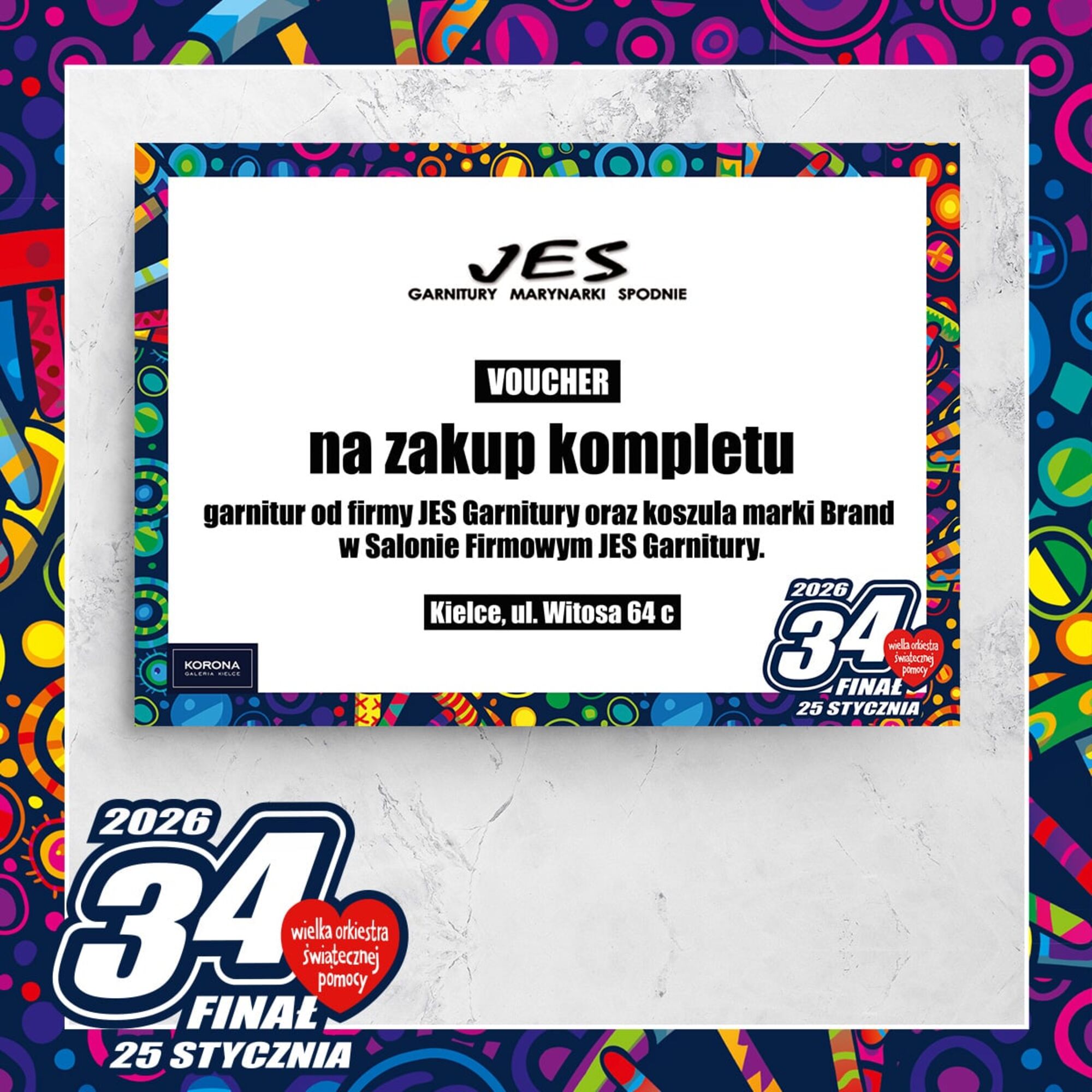 Voucher na garnitur i koszulę od JES Garnitury