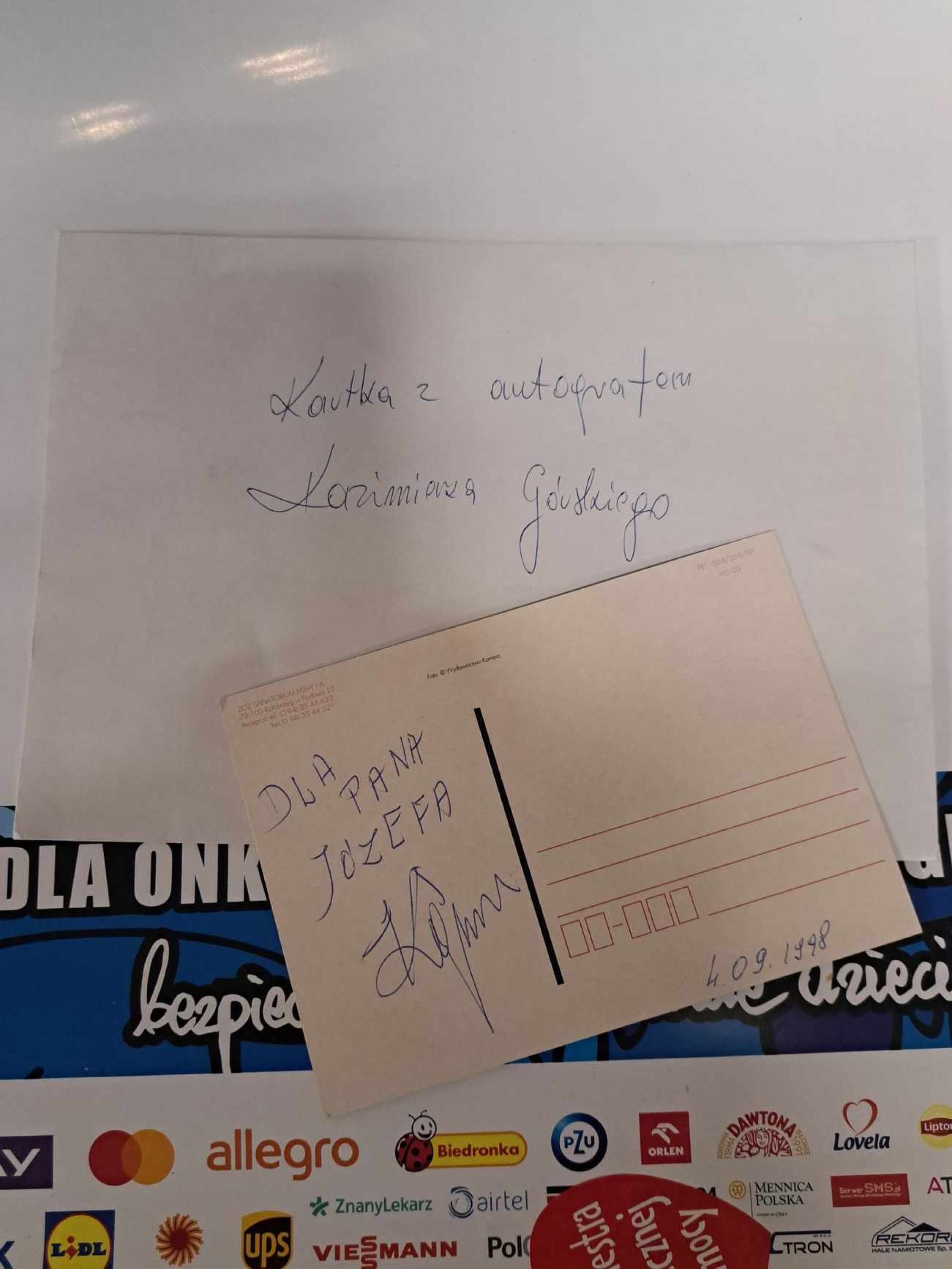 Kartka pocztowa z autografem Kazimierza Górskiego